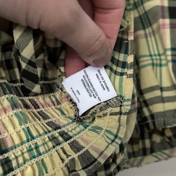 Derek Lam 10 Crosby Bella Crop Top Yellow Plaid Womens Size 6 - Picture 8 of 10